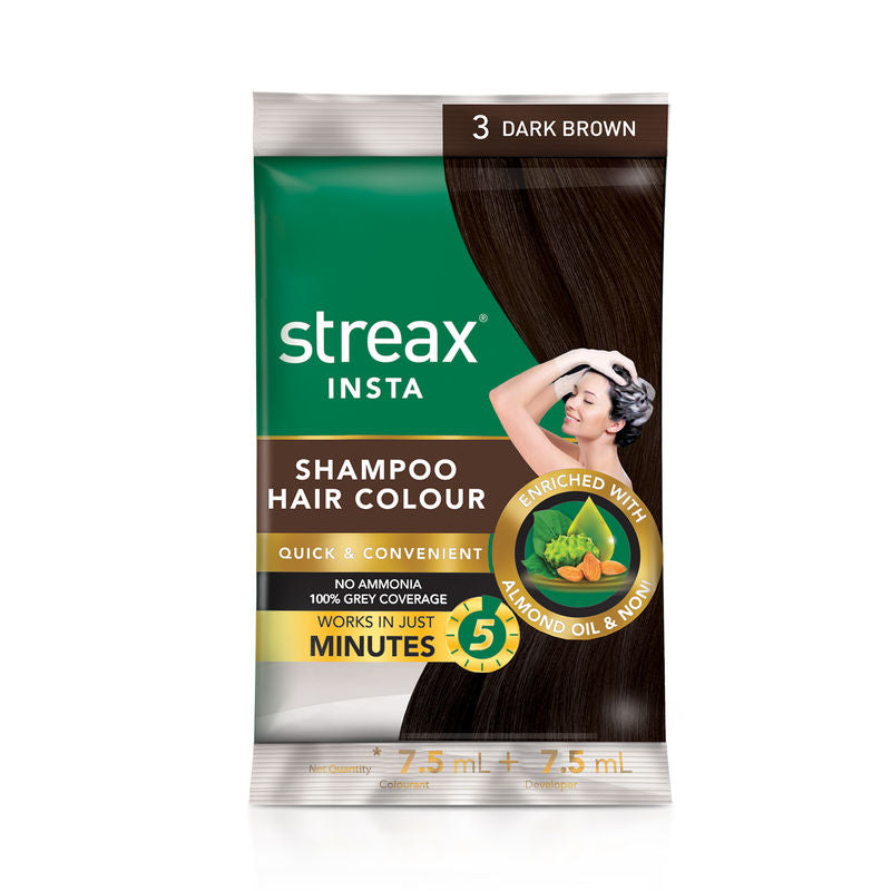 Streax Insta Shampoo Hair Colour 1 Natural Black 1Pcs