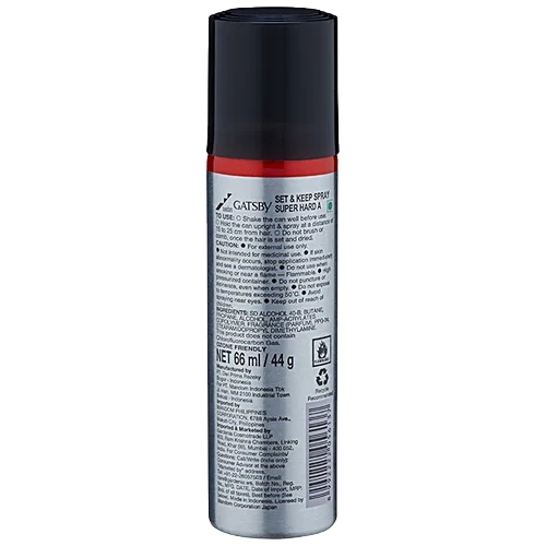 Gatsby Hair Spray Set & Keep - Super Hard, Maintains Firm Style, 66 ml