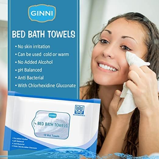 Bed Bath Patient Wet Wipes Large Towels 10 Each,Enriched with Aloe Vera and Glycerin Refreshing Sponge Bath for Adults, Germ Protection Soft Wet Wipes (Pack of 10)