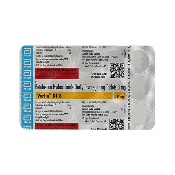 Vertin DT 8 - Strip of 15 Tablets