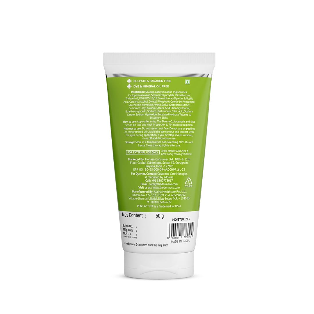 The Derma Co 1% Salicylic Acid Oil-Free Moisturizer For Face with Oat Extract | Fights Active Acne | Deeply Moisturizes | 50 g
