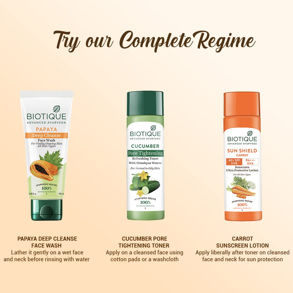 Biotique Bio Carrot Face And Body Sun Lotion All Skin Type SPF 40 Uva/Uvb, 120Ml, 1 Count