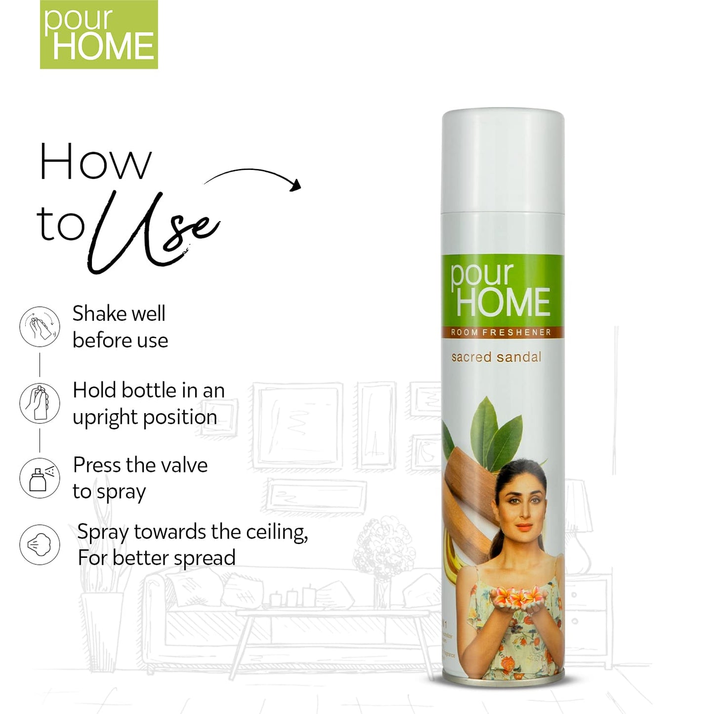 POUR HOME Sacred Sandal Room Air Freshener Spray - 220ML