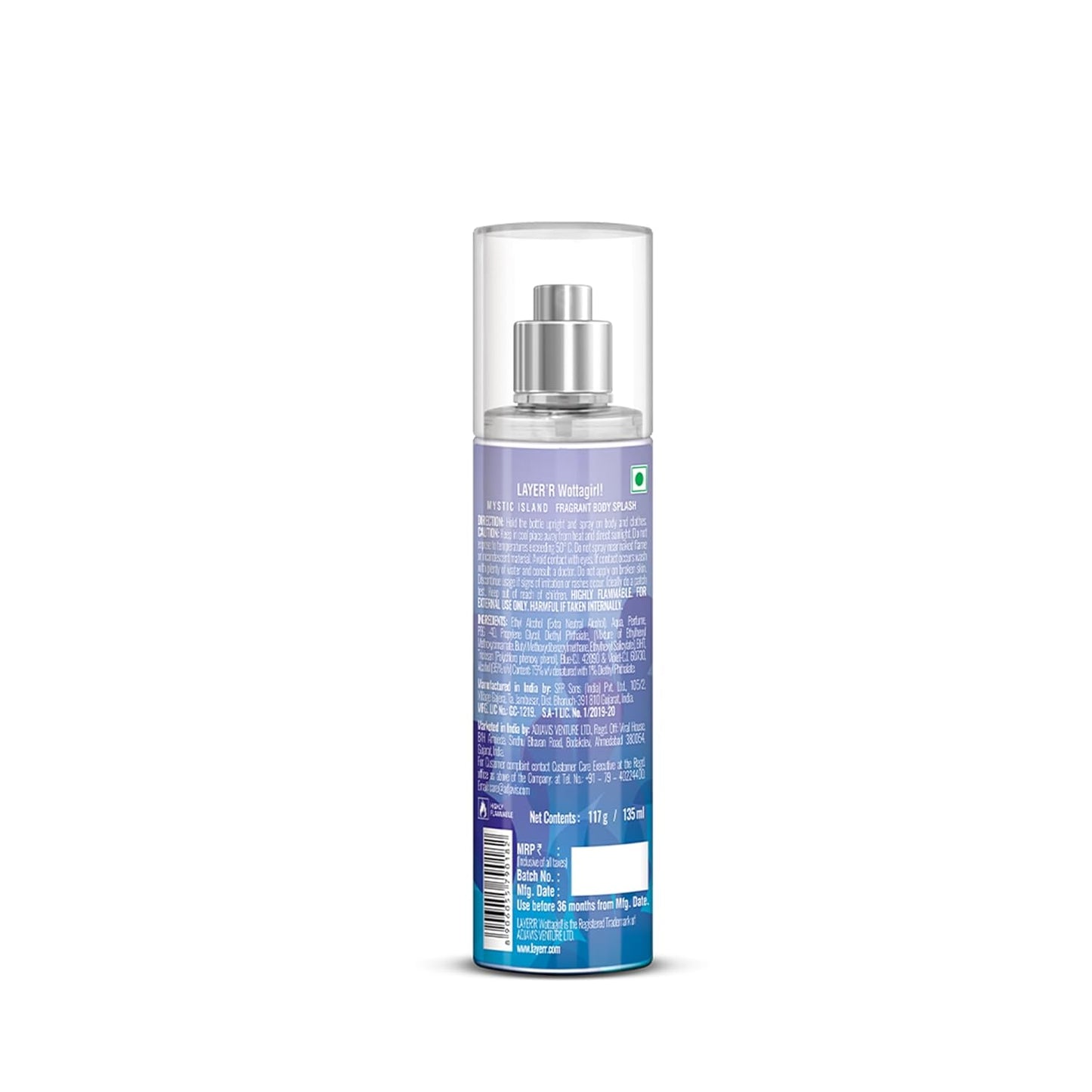 Layer’r Wottagirl Mystic Island Body Splash, 135 ml Premium Long-lasting Body Mist Spray for Women
