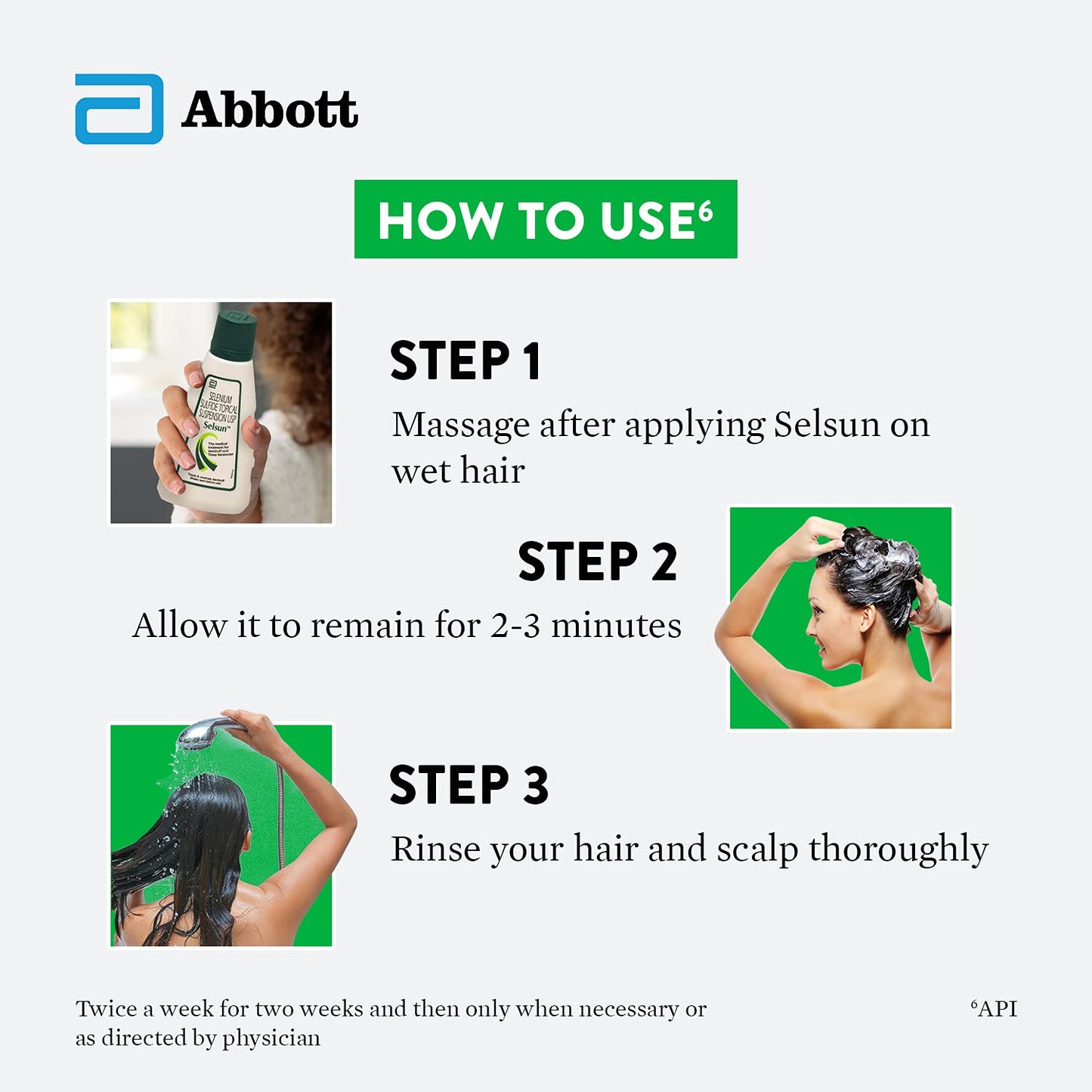 Selsun Abbott Suspension Anti Dandruff Shampoo for Men and Women, Clears Away Dandruff Flakes, Relieves From Excessive Oil, Relieves From Dandruff Related Itching- 120 ml