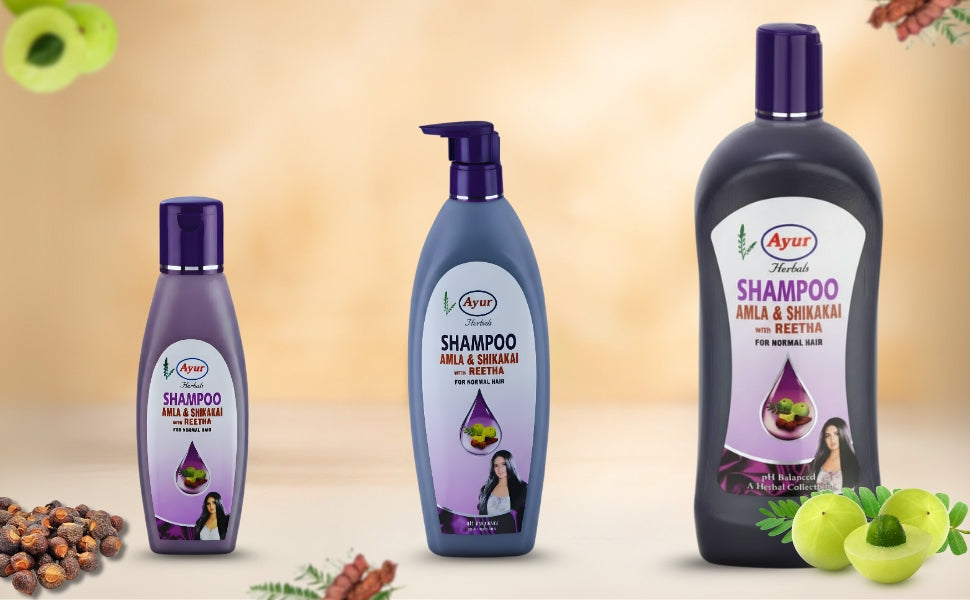 Ayur Herbals Shampoo Amla Shikakai with Reetha for Normal Hair 500ml