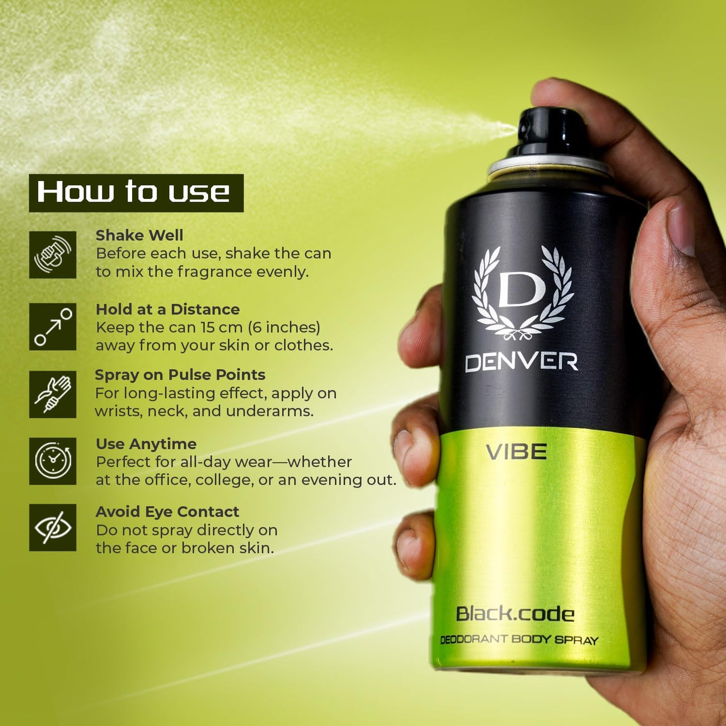 Denver Black.Code Vibe Deodorant For Men -150 ML