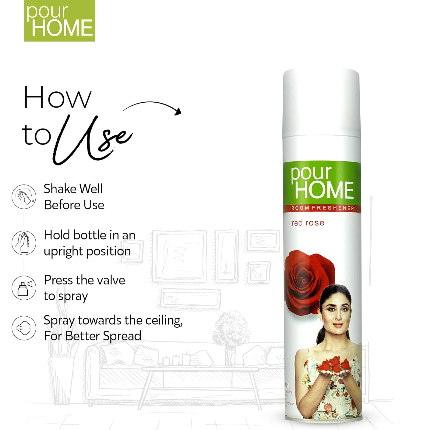 POUR HOME Red Rose Room Air Freshener Spray - 220ML