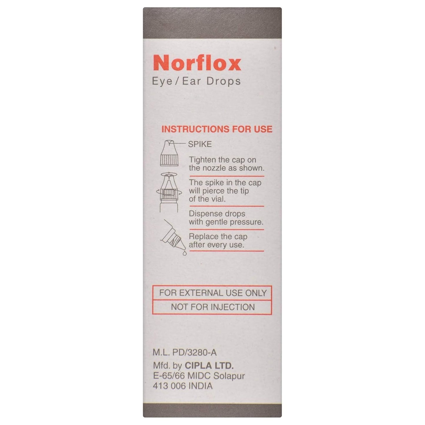 Norflox - Bottle of 10 ml Eye/Ear Drops