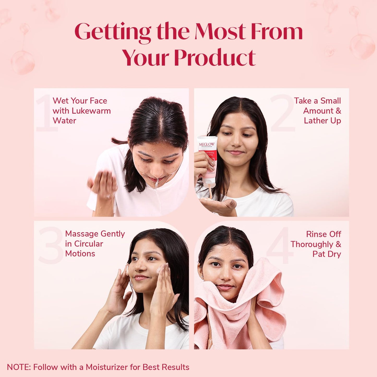 Meglow Women Facewash for Instant Glow & Deep Cleansing | Enriched with Vitamin C & Aloe Vera for Bright and Refreshed Skin | Gently Cleanse Dirt & Dead Skin Cells | 70g