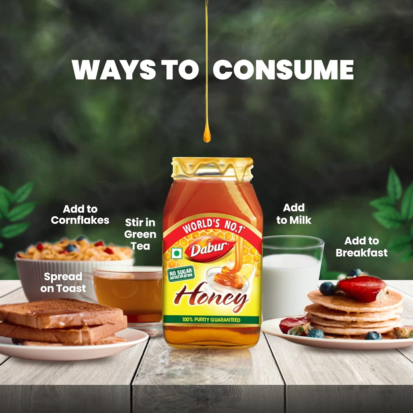 Dabur Honey - 250g | 100% Pure | World's No.1 Honey Brand with No Sugar Adulteration | For Fitness & Health | Natural Immunity Booster | 100% Indigenous | Rich in Antioxidants & Minerals