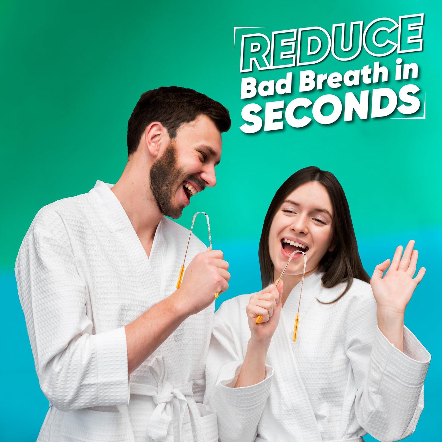 Vega EasyGlide Tongue Cleaner Scraper with Flexible Metal Handle for Gentle & Effective Oral Hygiene, Reduces Bad Breath