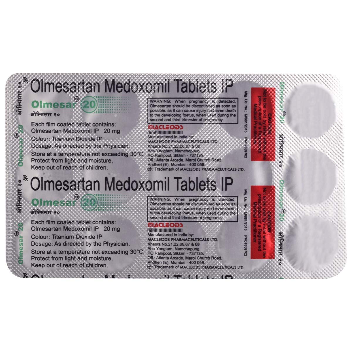 Olmesar 20-Strip of 15 Tablets