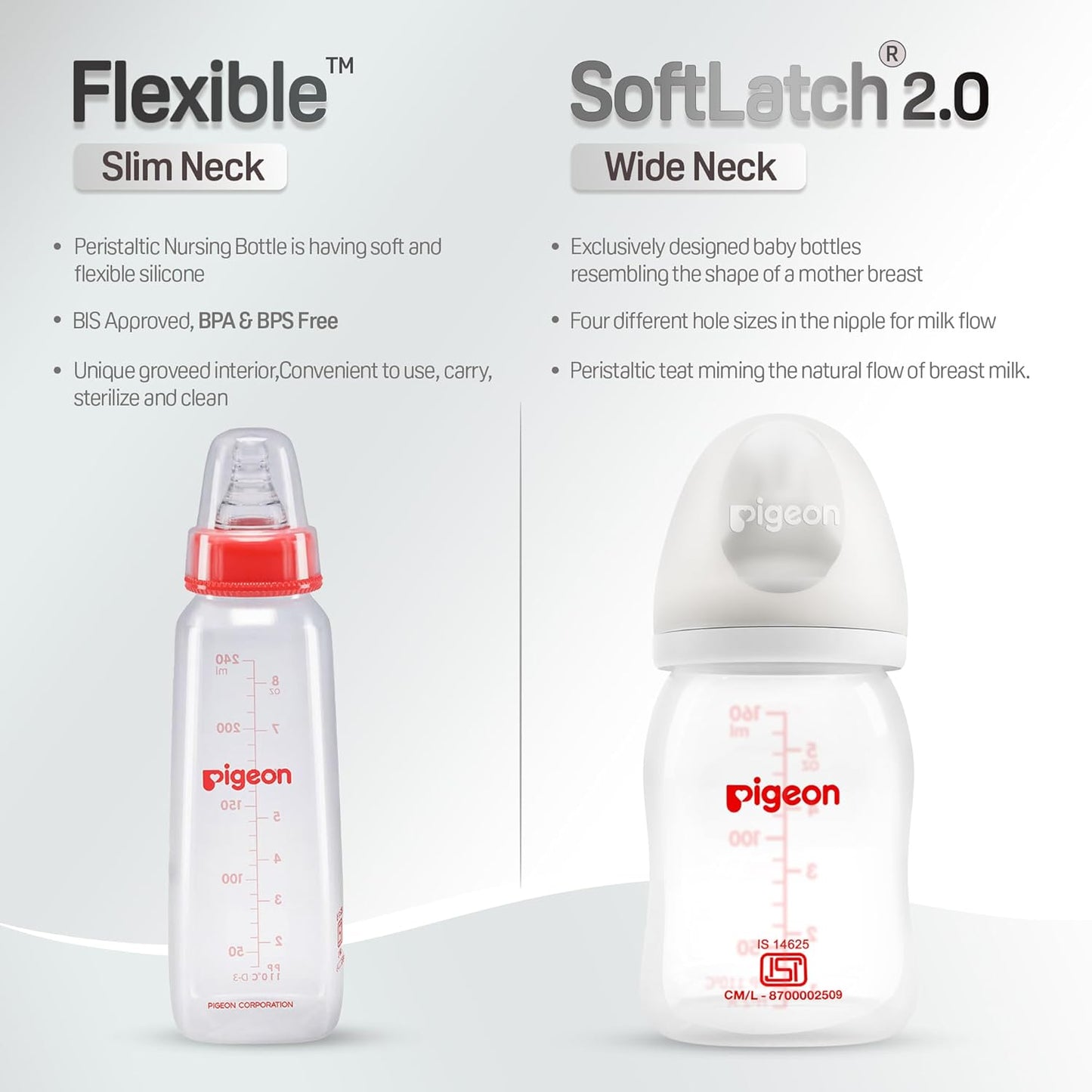 Pigeon Softlatch 2.0 Wide Neck Feeding Bottle 160ML