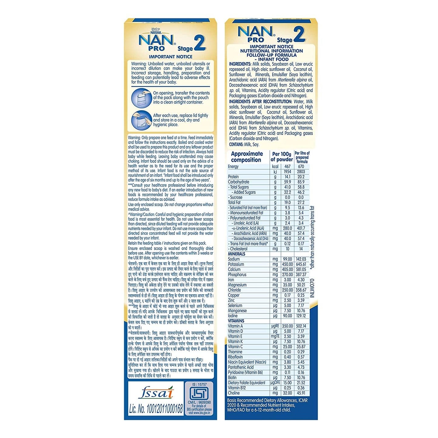 Nestlé NAN PRO 2 Follow-up Formula Powder - After 6 months, Up to 12 months, Stage 2, 400g Pouch in Box