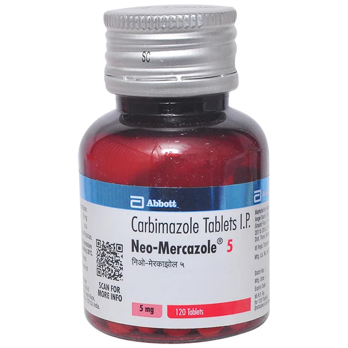 Neo Mercazole 5mg Bottle Of 120 Tablets