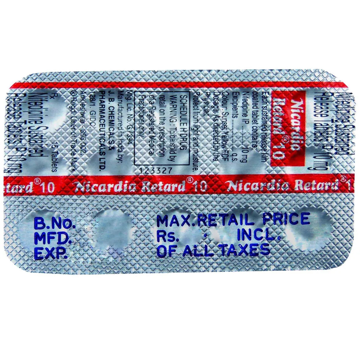 Nicardia Retard 10 Tablet -Strips of 15Tablets