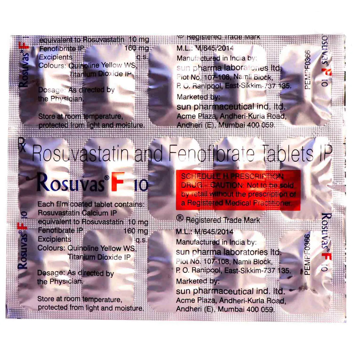 Rosuvas F 10 Tablet-Strip of 15 Tablets