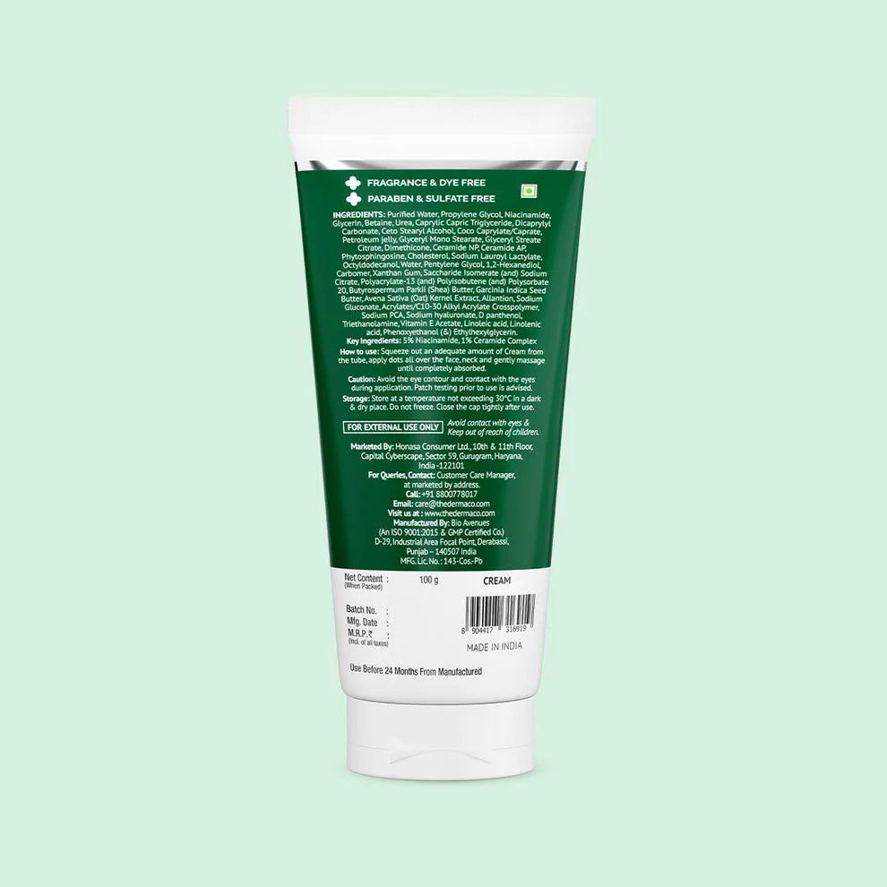 DERMA CO 5% Nia-Ceramide Deep Moisturizing Cream with 5% Niacinamide & 1% Ceramide - 100g