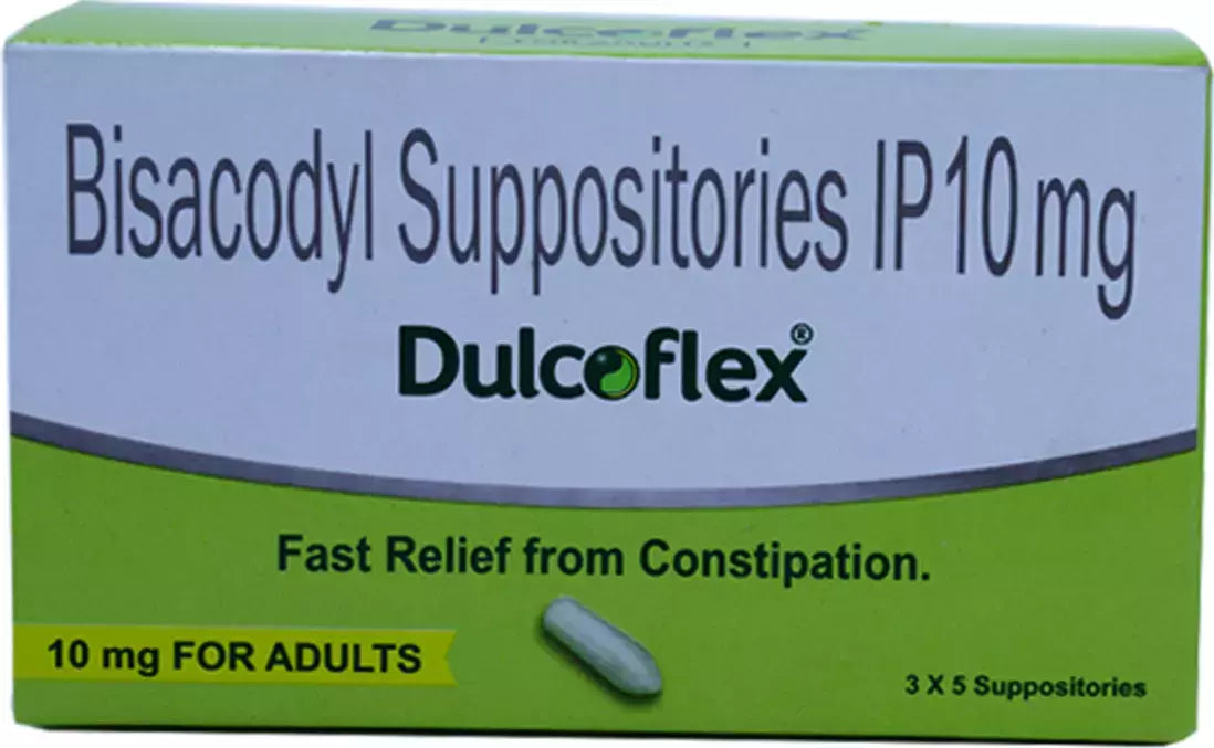 Dulcoflex Bisacodyl Suppositories IP 10mg for Adults | Provides Fast Relief from Constipation