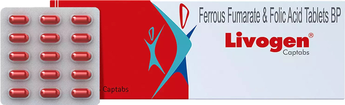 Livogen Ferrous Fumarate & Folic Acid Captab