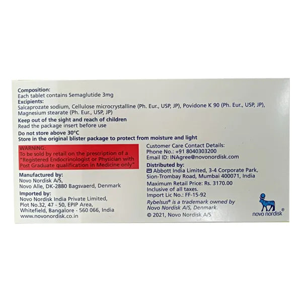 Rybelsus 3mg Tablet -Strip of 10 Tablets