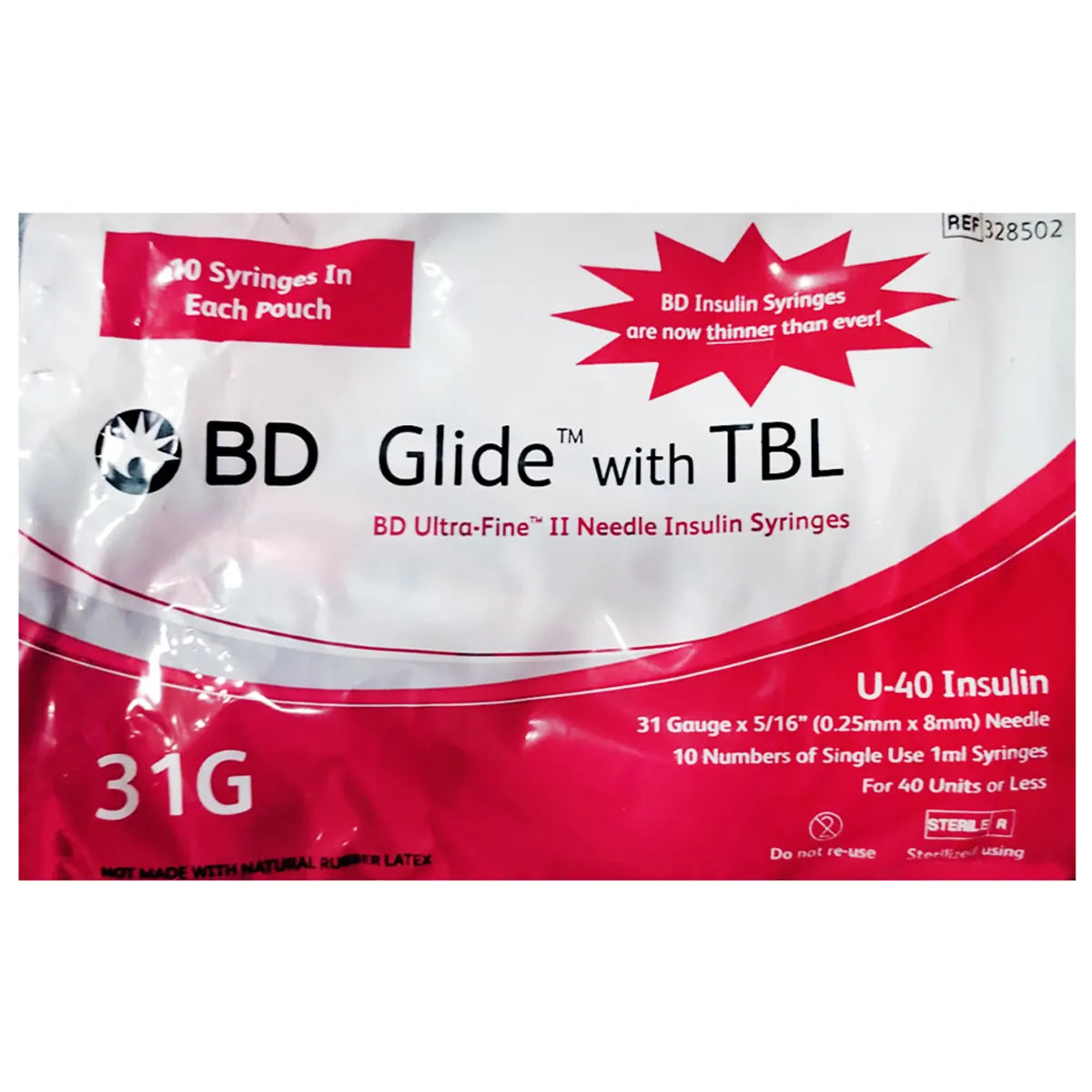 BD Insulin Syringes with BD Ultra-Fine Needle 40U 31G 8MM