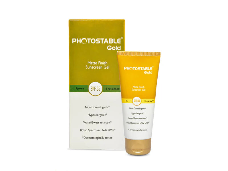 Photostable Gold Matte Finish Sunscreen Gel | PA+++ SPF 55