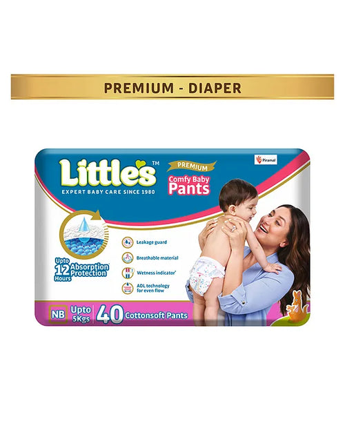 Little's Premium New Born Baby Diaper Pants Style (NB) | Upto 5 kg | 40 Count - Pack of 1 |
