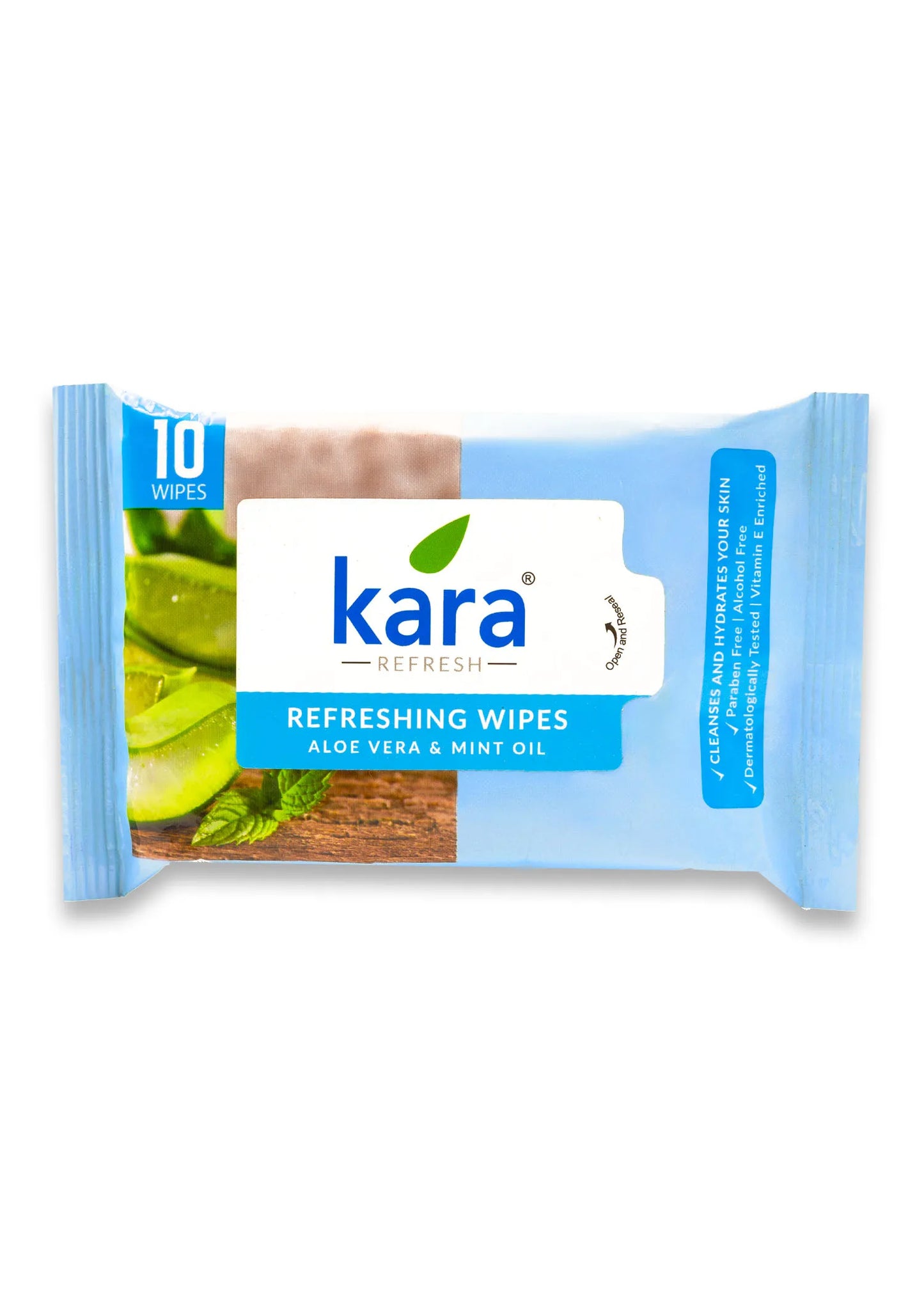 Kara Refreshing Facial Wipes Aloe Vera & Mint (10 Pieces)