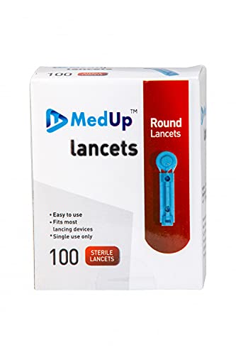 MedUp Round Lancet Needle Pack of 100 Pieces for all lancing device Compatible with Dr Morepen, Gluneolite, Onetouch, SD Codefree, On Call Plus, Dr Trust, Alere G1 Advance, Contour TS, Contour Plus