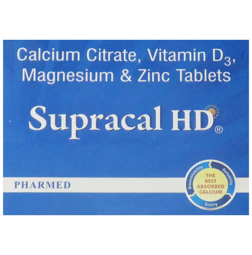Supracal HD Tablet with Calcium, Vitamin D3, Magnesium & Zinc | For Bone & Teeth Health