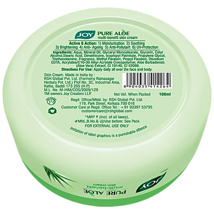 Joy Pure Aloe Multi Benefit Skin Cream, 100 ml
