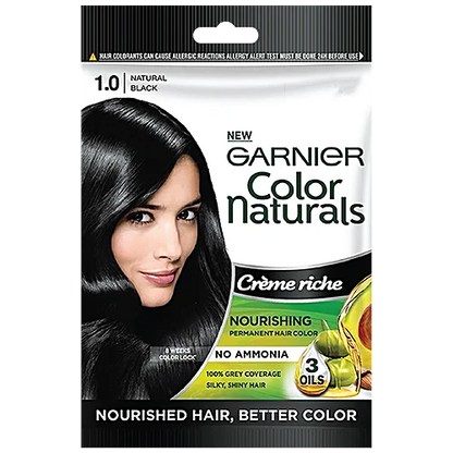 Garnier Colour Naturals - Color Naturals, Cream Riche Sachet,Shade 1, Natural Black