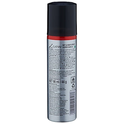 Gatsby Hair Spray Set & Keep - Super Hard, Maintains Firm Style, 66 ml