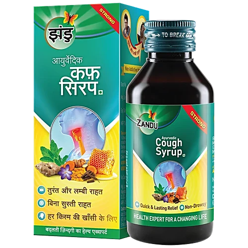 Zandu Ayurvedic Cough Syrup - Strong, Non-Drowsy, Helps Relief From All Types Of Cough, 100 ml