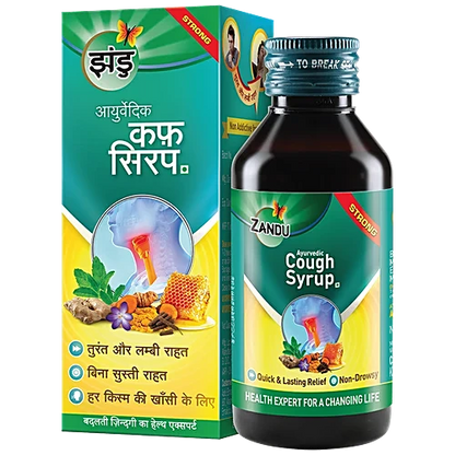 Zandu Ayurvedic Cough Syrup - Strong, Non-Drowsy, Helps Relief From All Types Of Cough, 100 ml
