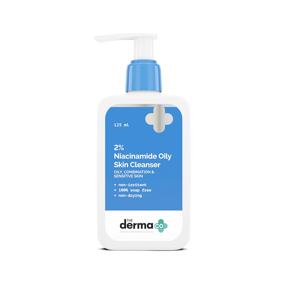 The Derma Co 2% Niacinamide Oily Skin Cleanser for Sensitive, Oily & Combination Skin 125 ml Non-Irritant |