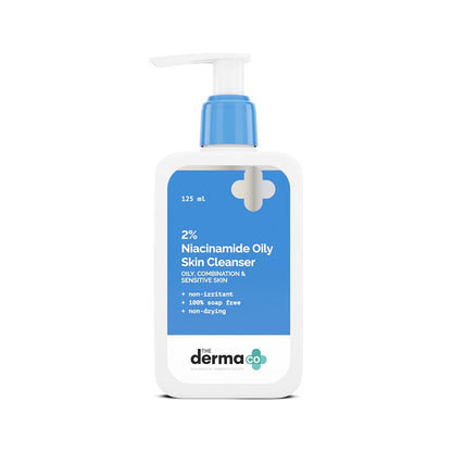 The Derma Co 2% Niacinamide Oily Skin Cleanser for Sensitive, Oily & Combination Skin 125 ml Non-Irritant |