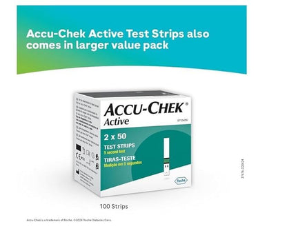 Accu-Chek Active Test Strips | Pack of 50 Strips | For use with Accu-Chek Active Glucometer