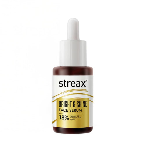 Streax Vitamin C Face Serum, 07 ml | 18% Vitamin C | Dark Spots Reduction | Brighter Skin in 3 Days | Serum for Glowing Skin | Brightening serum | Bright & Shine Face Serum