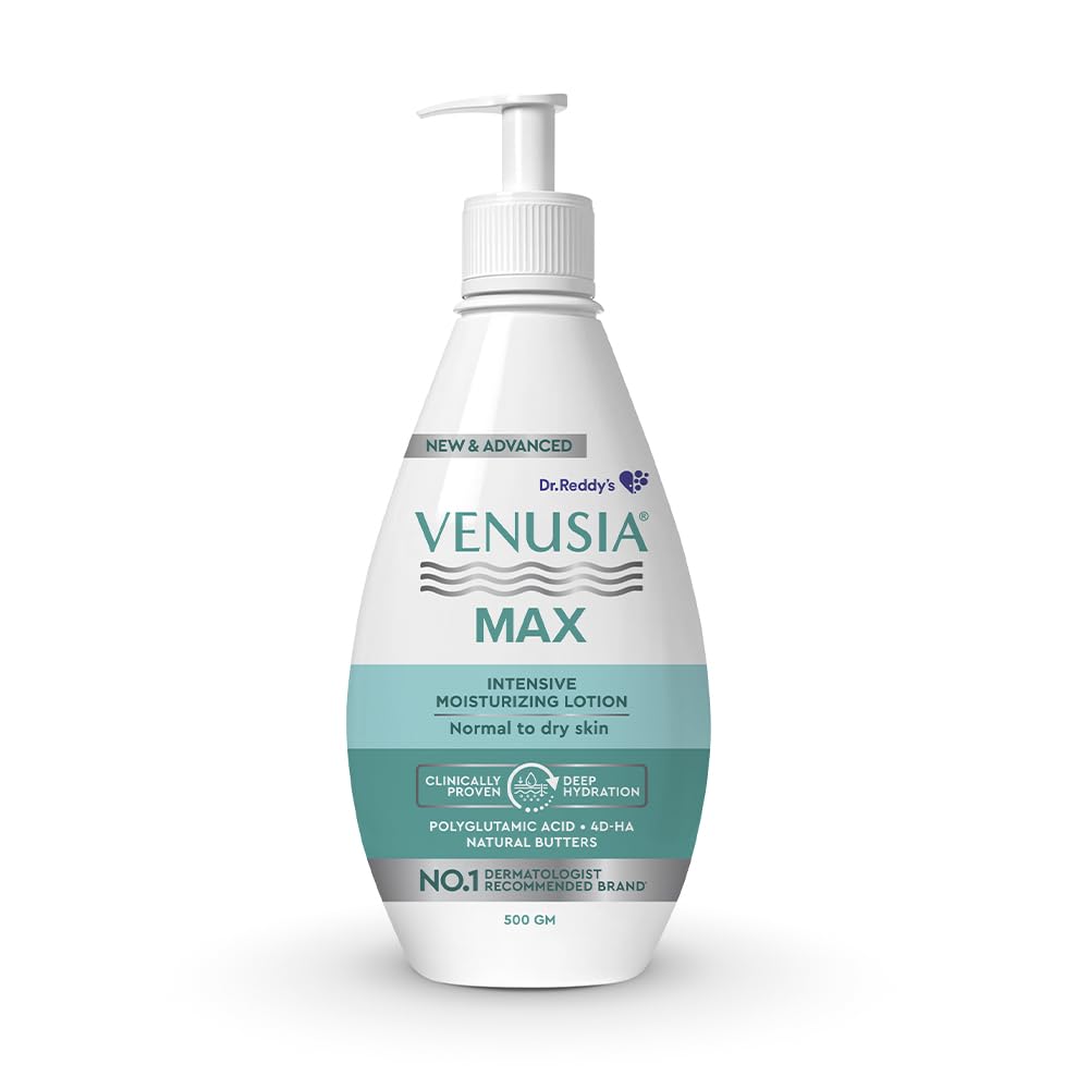 Dr. Reddy's Venusia Max Intensive Moisturizing Lotion |For Face & Body | Moisture Lock with Shea, Cocoa, Mango, and Aloe Butter |No.1 Dermatologist Recommended Brand | Normal to Dry Skin | 500 g