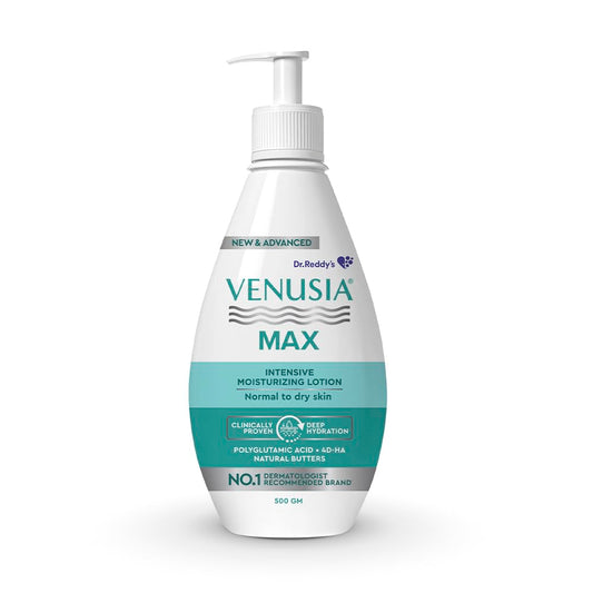 Dr. Reddy's Venusia Max Intensive Moisturizing Lotion |For Face & Body | Moisture Lock with Shea, Cocoa, Mango, and Aloe Butter |No.1 Dermatologist Recommended Brand | Normal to Dry Skin | 500 g