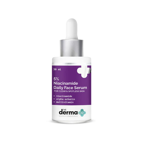 The Derma Co 5% Niacinamide Daily Face Serum with Alpha Arbutin & Multivitamin - 30ml | Clears Skin | Fades Spots