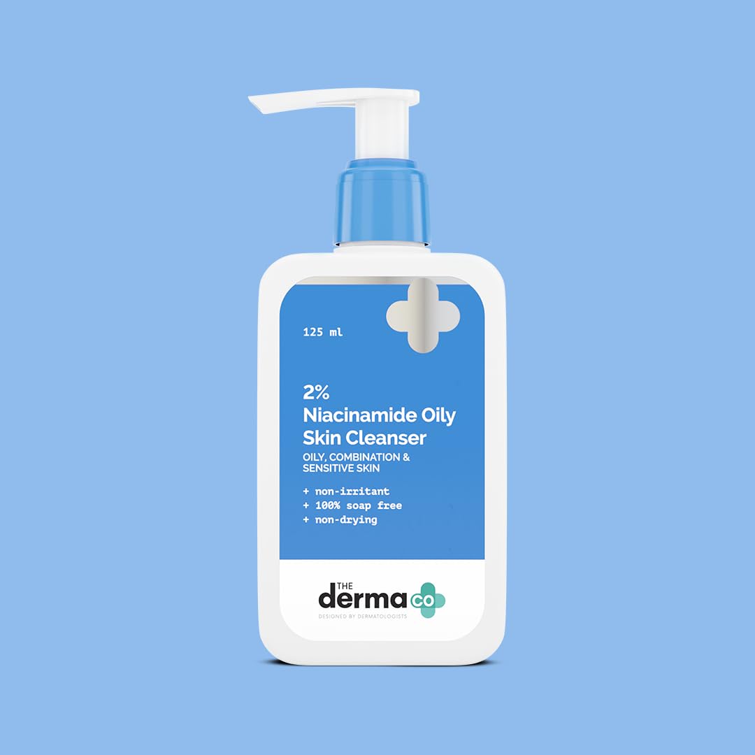 The Derma Co 2% Niacinamide Oily Skin Cleanser for Sensitive, Oily & Combination Skin 125 ml Non-Irritant |