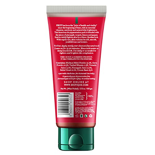 Biotique Fruit Brightening Depigmentation and Tan Removal Face Pack
