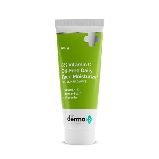 The Derma Co 5% Vitamin C Oil-Free Daily Face Moisturizer for Skin Radiance | For Oily Skin| 100 g