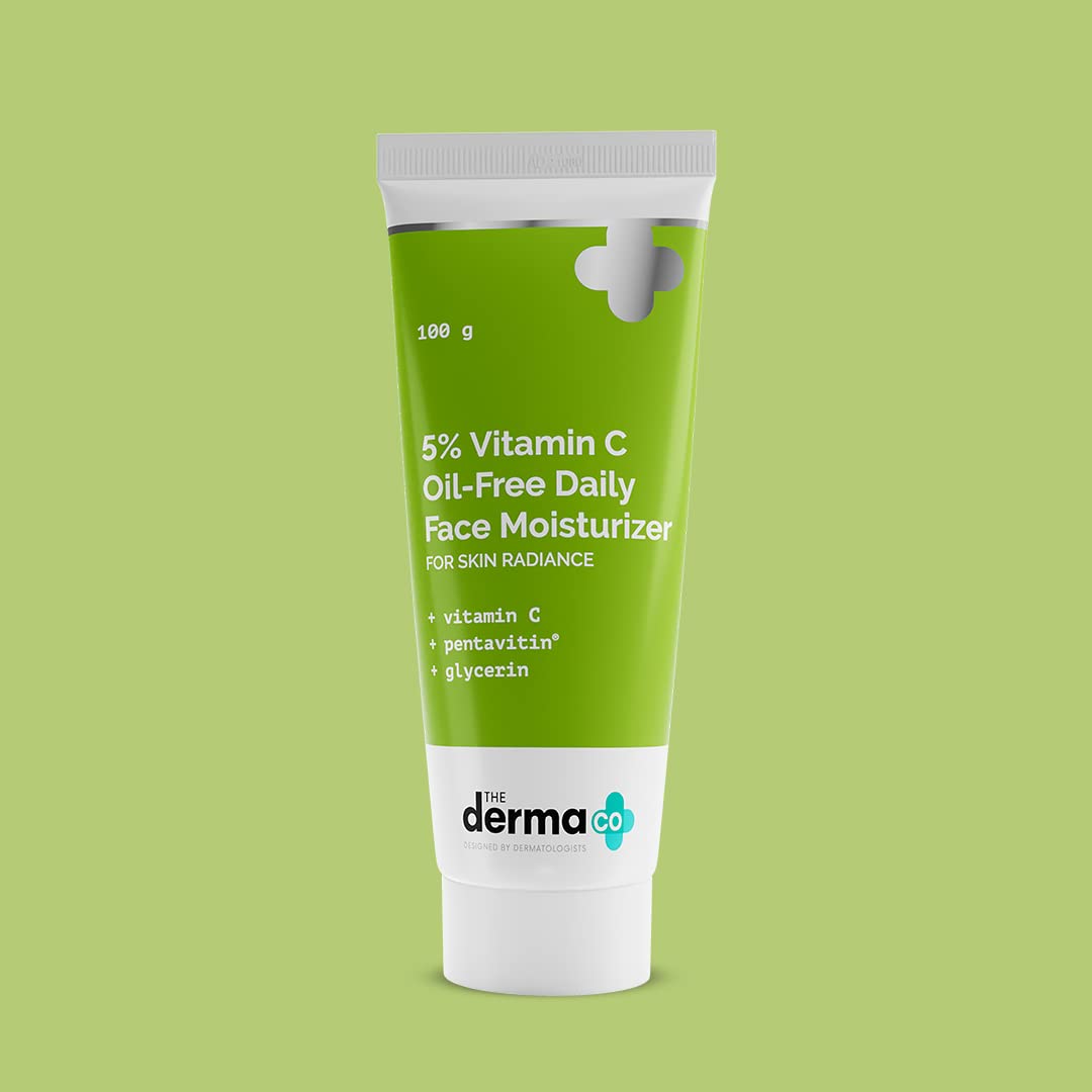 The Derma Co 5% Vitamin C Oil-Free Daily Face Moisturizer for Skin Radiance | For Oily Skin| 100 g