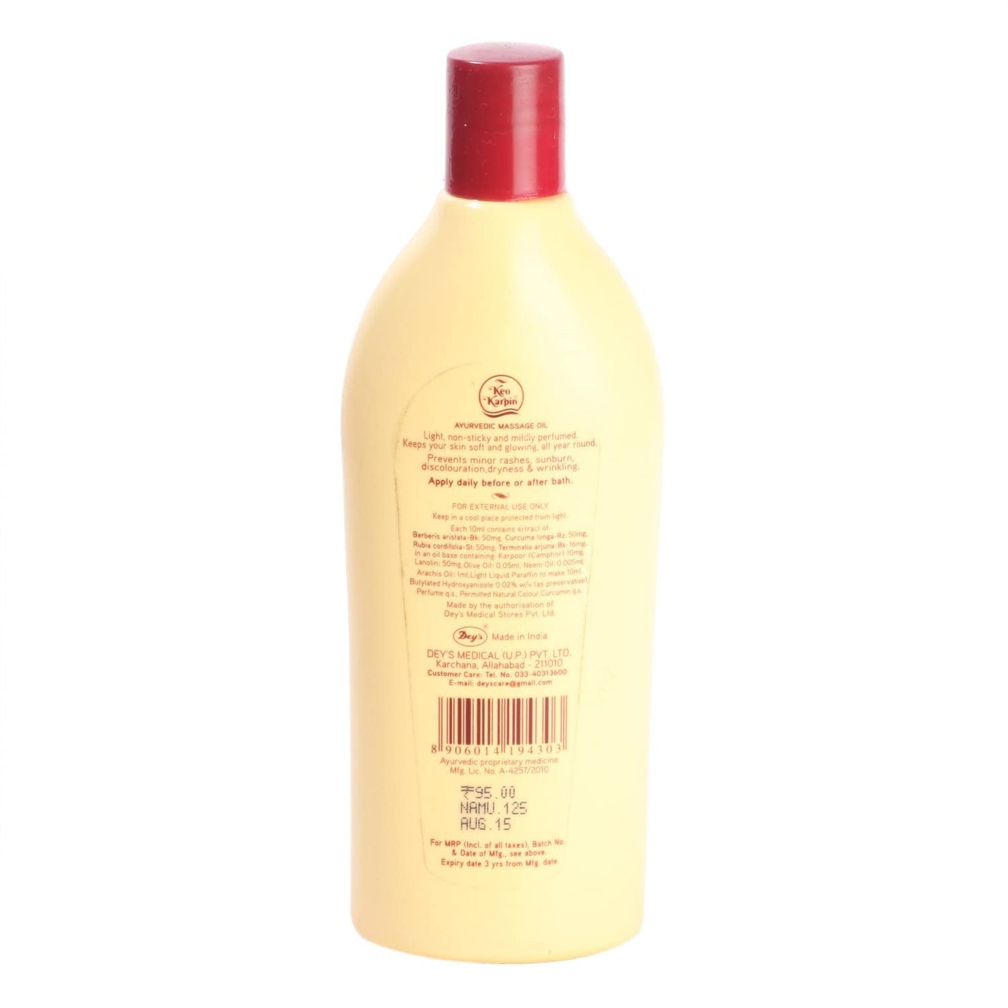 Keo Karpin Ayurvedic Body Oil | Non-Sticky, Sandal Fragranced Herbal Body Oil, Enriched With Olive Oil, Neem And Haldi | l |