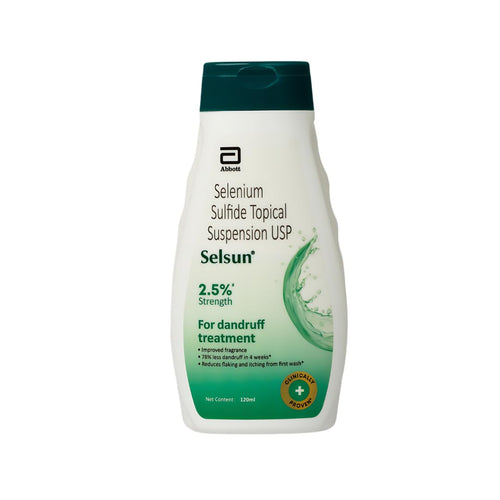 Selsun Abbott Suspension Anti Dandruff Shampoo for Men and Women, Clears Away Dandruff Flakes, Relieves From Excessive Oil, Relieves From Dandruff Related Itching- 120 ml